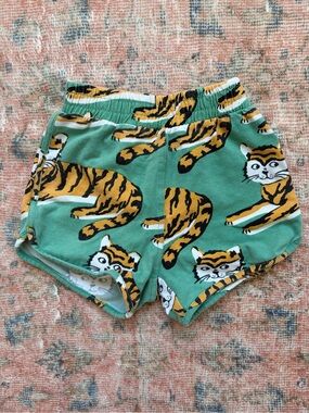 Toddler Tiger Print Green Cotton Shorts